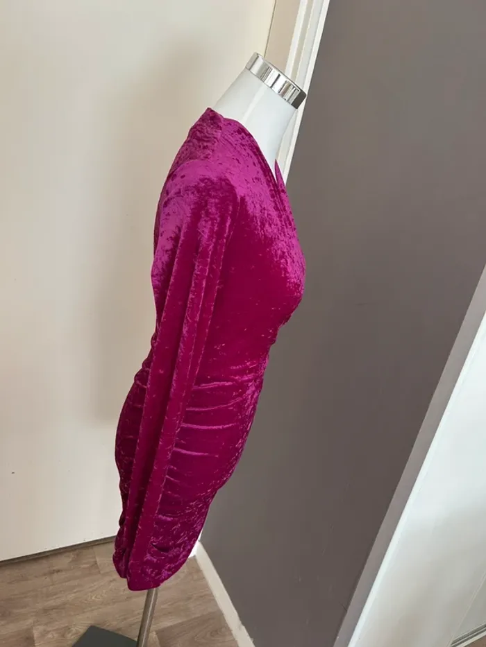 Maje robe en velours rose, femme, taille 40 - photo numéro 8