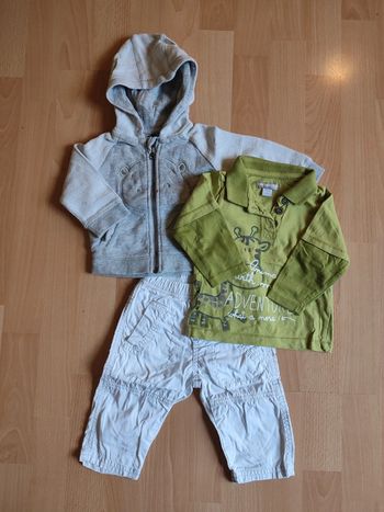 Lot ensemble pantalon t-shirt manches longues sweat zippé à capuche en 6M