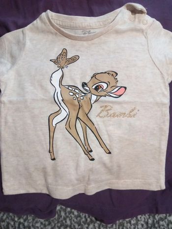 T-shirt taille 0/3mois 62cm primark disney bambi
