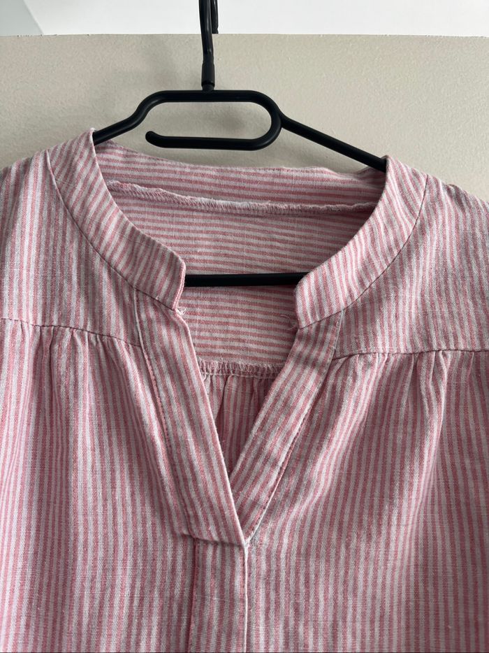 Chemisier d’hiver rayé rose et blanc - photo numéro 4