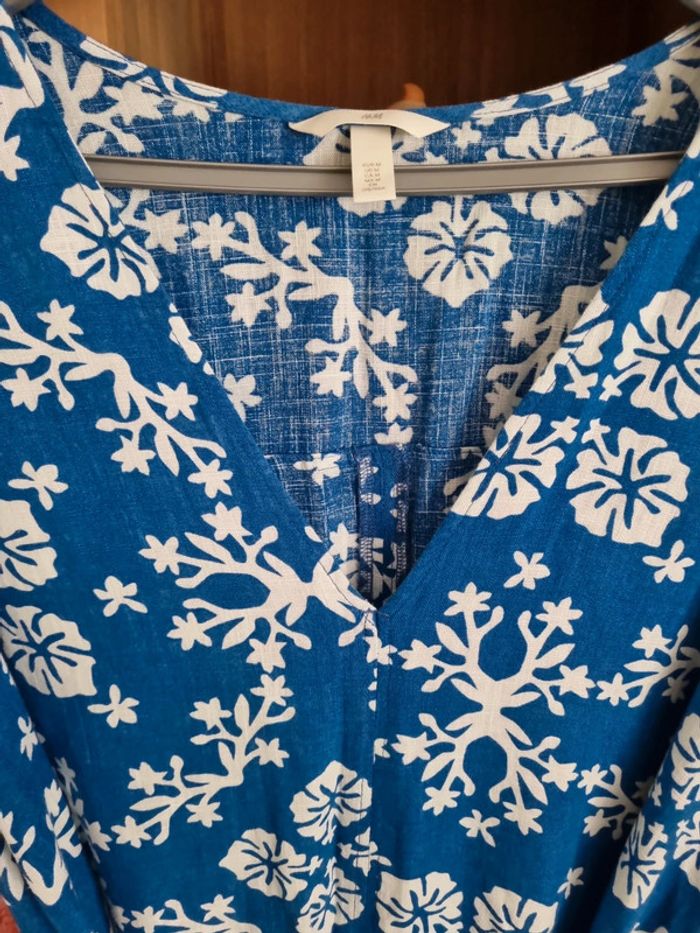 Robe neuve légère bleu vif effet lin taille M - photo numéro 4