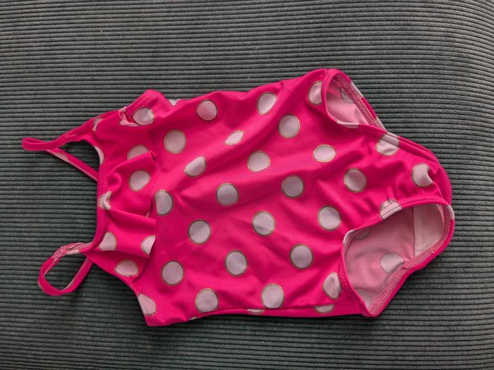 Maillot de bain 12 mois rose pois blanc cerclage doré