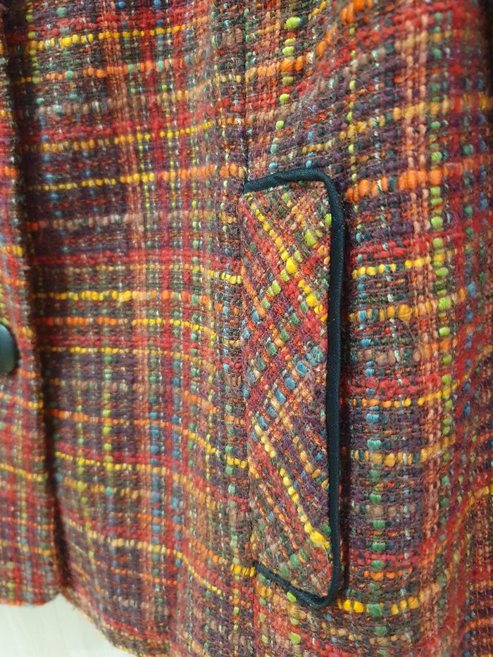 Veste tweed, tons orangés, Très bon état,  taille 44/46 - photo numéro 4