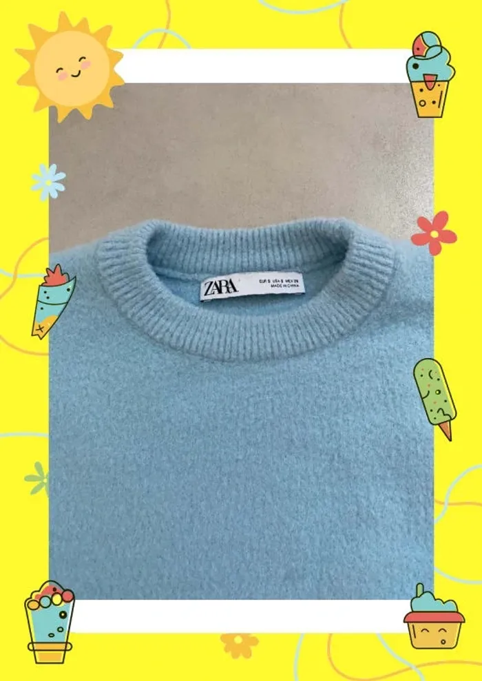 Pull court bleu clair Zara 36 - photo numéro 2