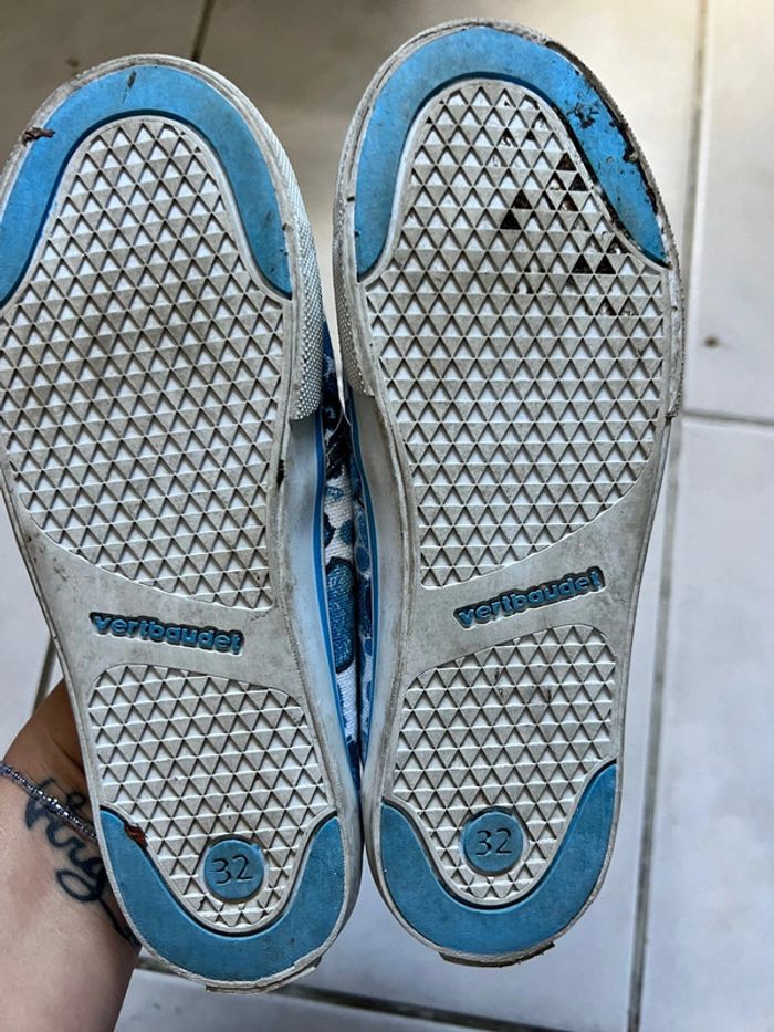 Chaussure bateau fleur blanc et bleu vertbaudet taille 32 - photo numéro 2