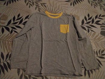 Tee shirt manche longue gris chiné et jaune Tissaia 10 ans