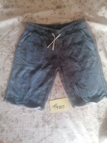 Short camouflage bleu coton 14 ans