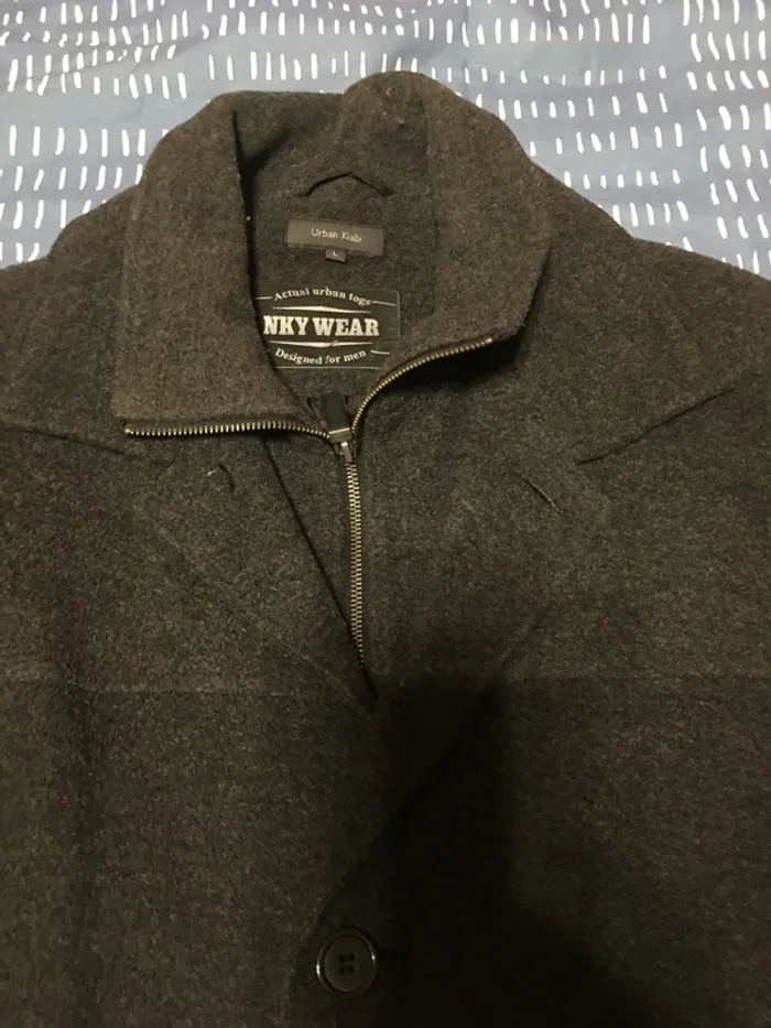 manteau laine gris foncé taille L kiabi - photo numéro 2