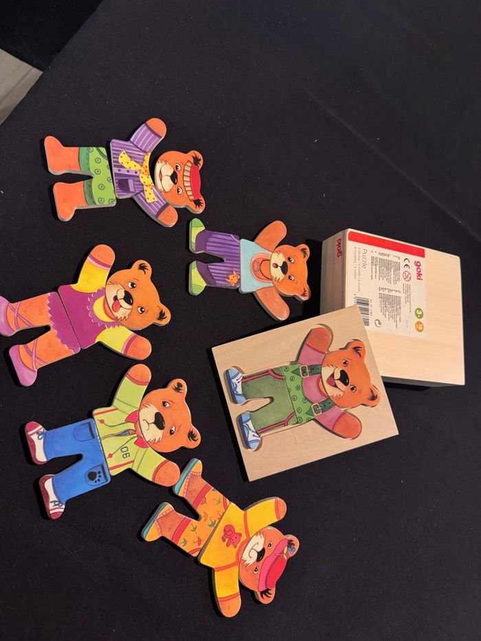 Puzzle bois 3 pièces Ourson à habiller