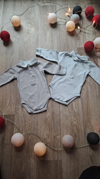 Lot de 2 bodies manches longues Cyrillus taille 3 mois garçon