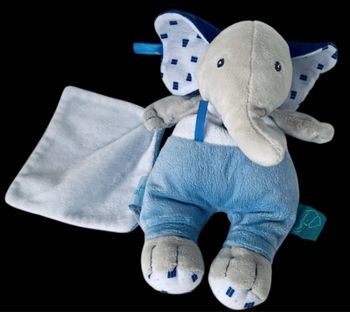 ❤️B5088 Doudou Edgar Éléphant Elephant Mouchoir Baby Nat Bleu Blanc Babynat