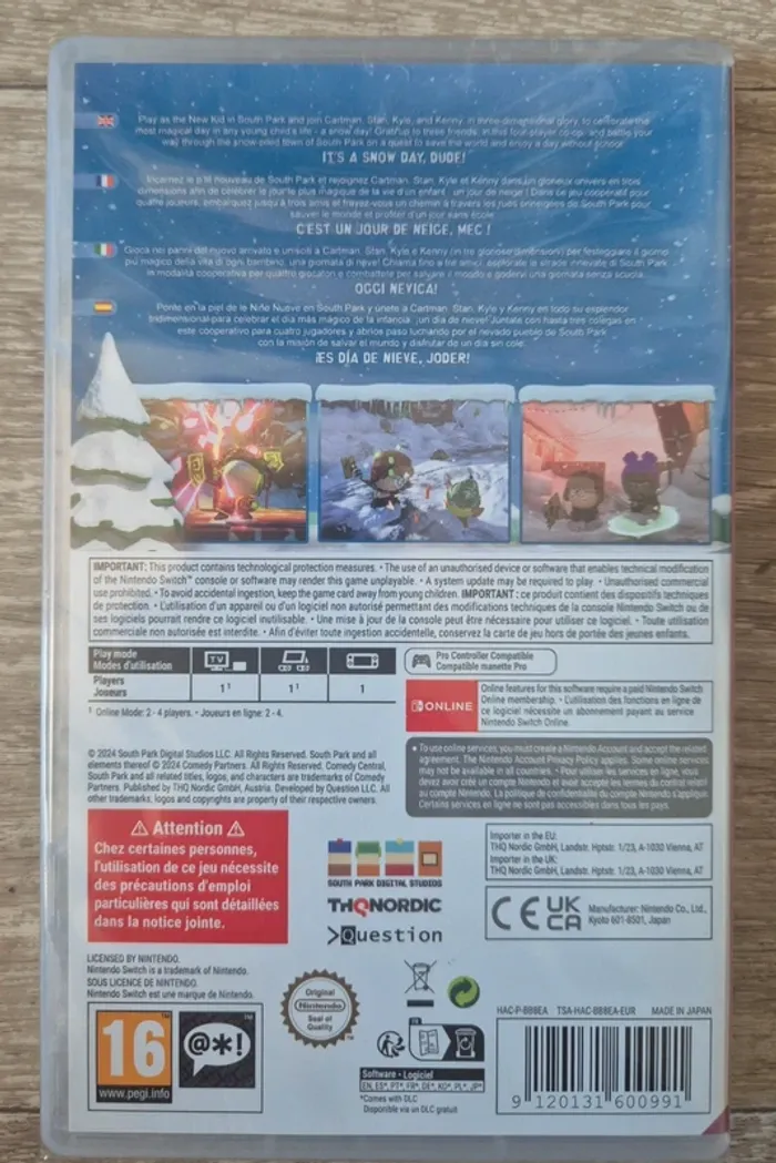 South Park Snow Day. Neuf sous blister. Nintendo Switch compatible Switch Lite et Oled. - photo numéro 2