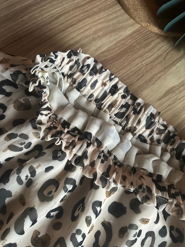 Jupe léopard beige neuve à volants - photo numéro 5