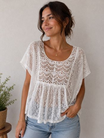 Joli haut blanc en dentelle Pimkie taille S