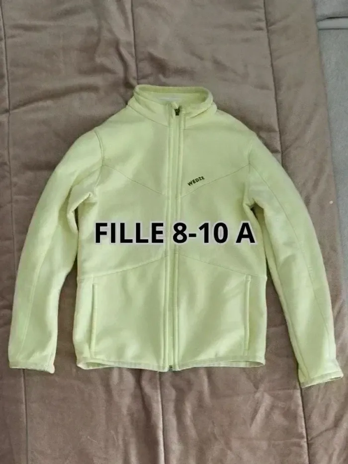 Blouson polaire fille zippé jaune fluo 8-10 ans
