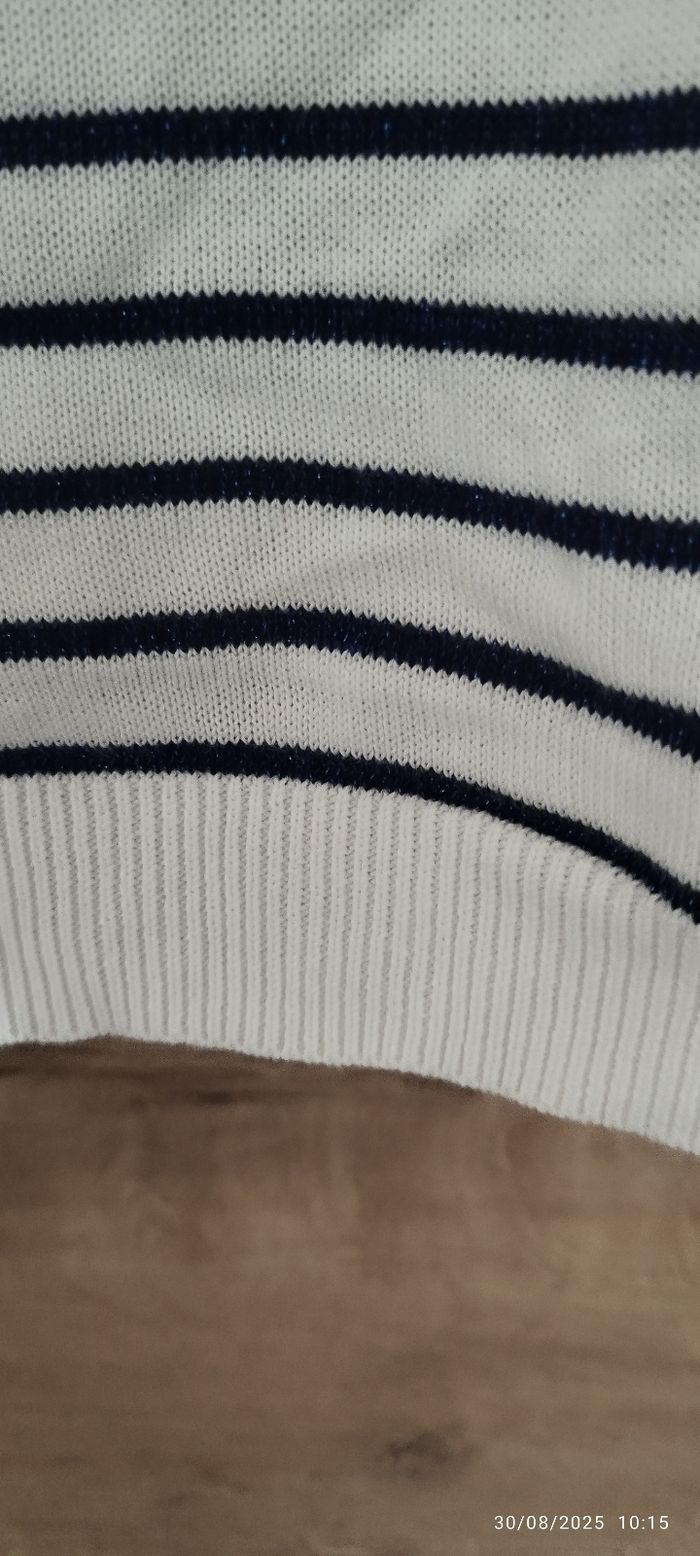 Pull à rayures écru et bleu marine 3XL - photo numéro 5
