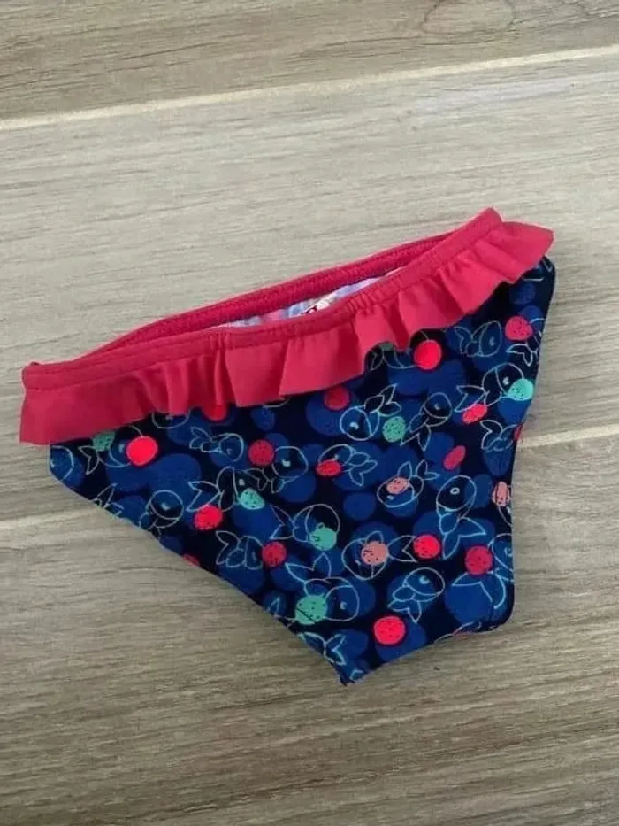 culotte maillot de bain bébé 6 mois neuf avec étiquette bleu rouge poisson DPAM - photo numéro 4