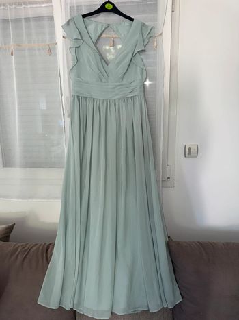 Robe cérémonie demoiselle d’honneur trapèze col V avec collants