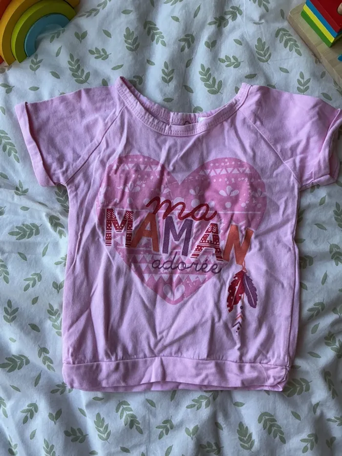 teeshirt manches courtes rose inscription devant 12 mois graine de rêve - photo numéro 3