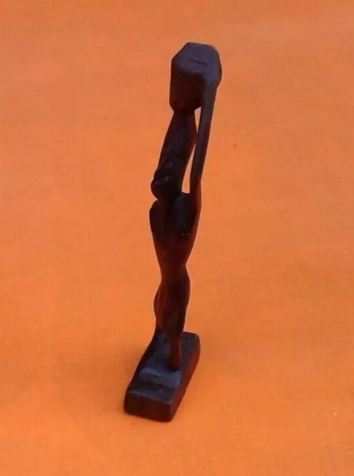 Art Africain Statuette bois sculpté Porteuse - photo numéro 3