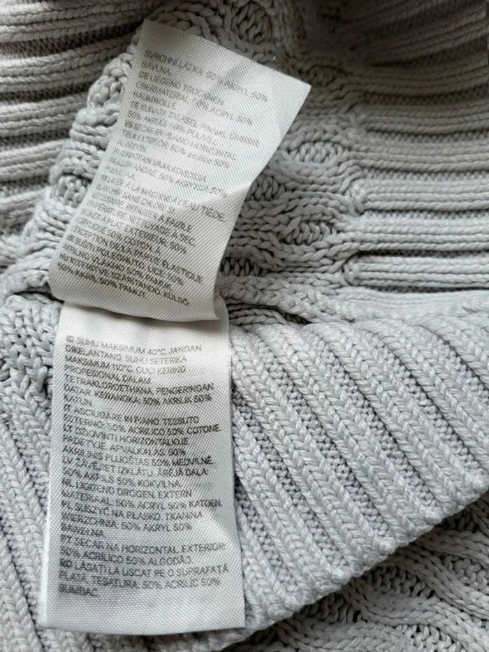 Pull H&M torsadé gris clair – col rond – maille texturée – homme/femme – Taille XS - photo numéro 6