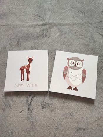 Lot de 2 cadres décoratifs hibou et biche