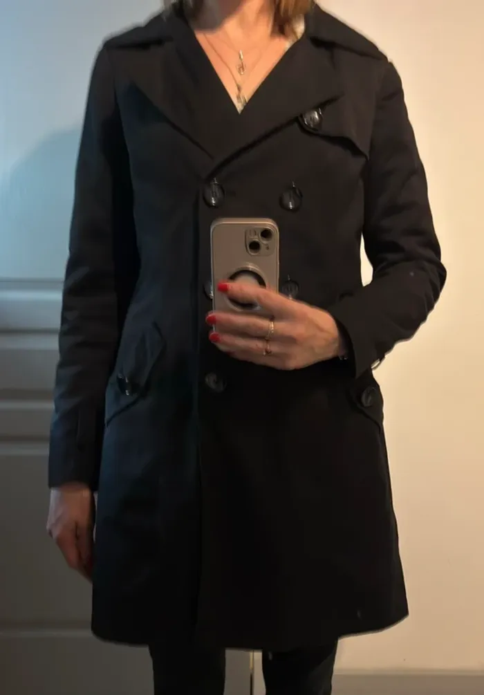 Jolie Trench noir Camaïeu taille S-36 en très bon état - photo numéro 3