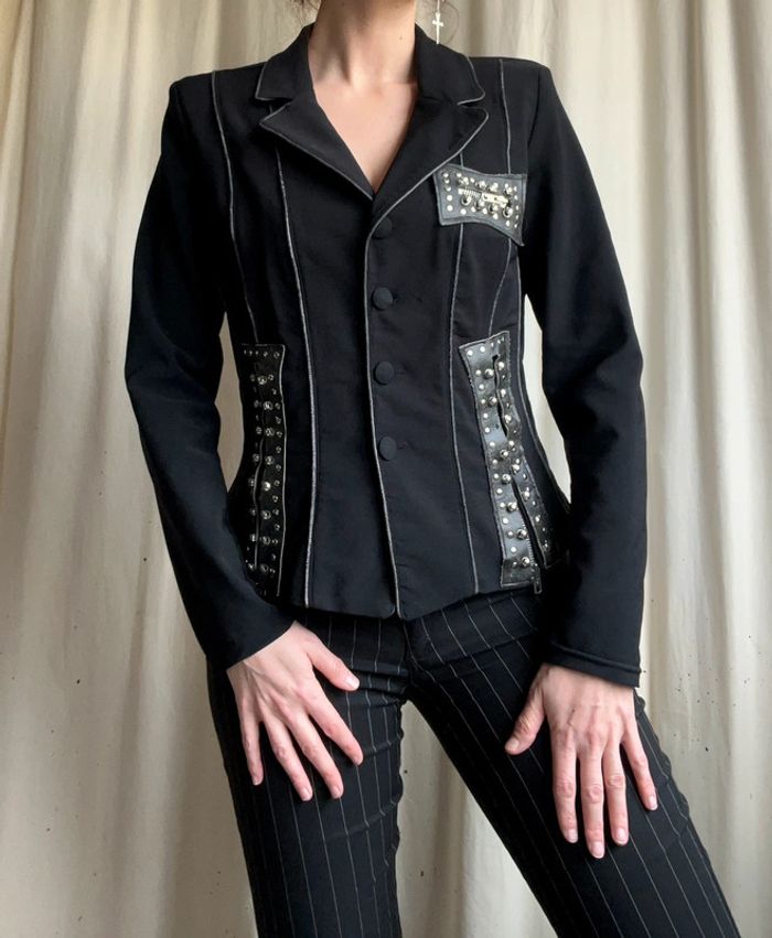 Blazer zippé Goth Avant Garde vintage made in France 🇫🇷 90s - Taille M - photo numéro 5
