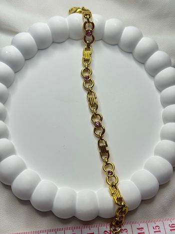 Bracelet Maillons Géométriques en Acier Inoxydable Doré – Cristaux Roses