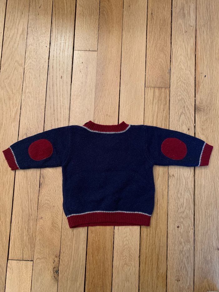Pull Bonpoint en laine bleu marine et bordeaux 6 mois - photo numéro 4