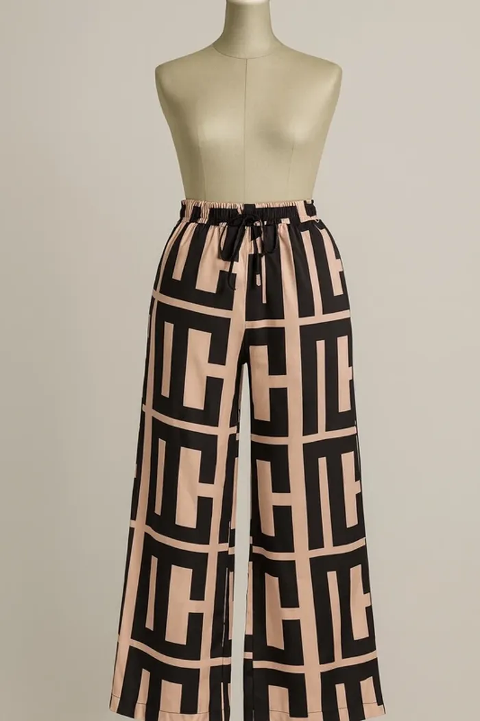 Ensemble Shein taille L – Haut + pantalon fluide à motif graphique - photo numéro 2