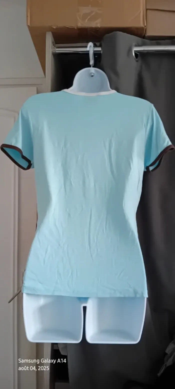 Tee-shirt de sport élite manches courtes bleu et blanc col rond en viscose femme 40/42 élite sport - photo numéro 10