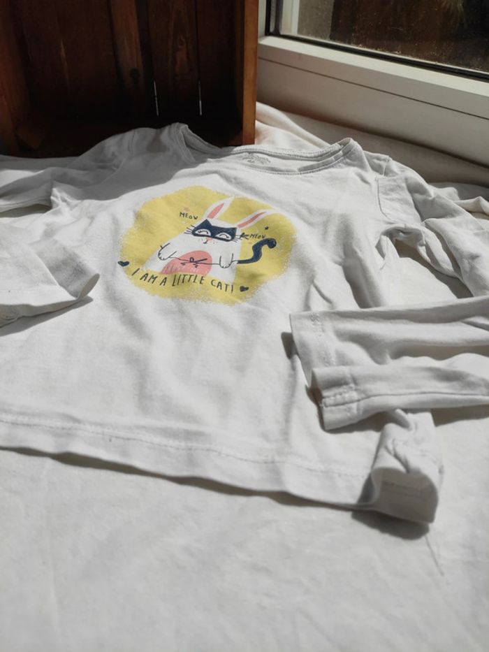 T-shirt manches longues lapin chat 4 ans coton bio - photo numéro 5