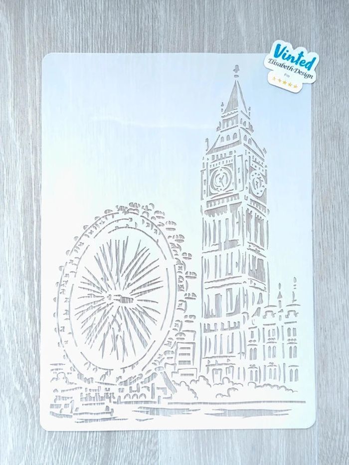 Grand Pochoir A4 Big Ben, la tour horloge du palais de Westminster