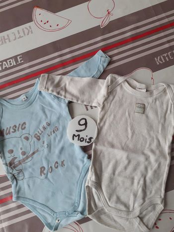 lot de 2 bodies mixtes manches longues 9 mois