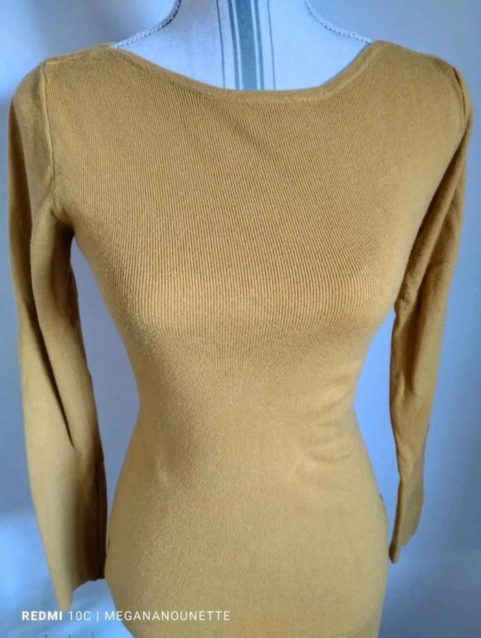 🦋 Magnifique robe pull jaune moutarde Taille 38 Boutique Parisienne - photo numéro 3