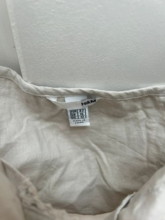 Top beige à dentelles en lin et coton taille 42 h&m - photo numéro 6