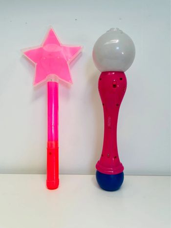 Baguette magique musicale lumineuse bulle princesse rose