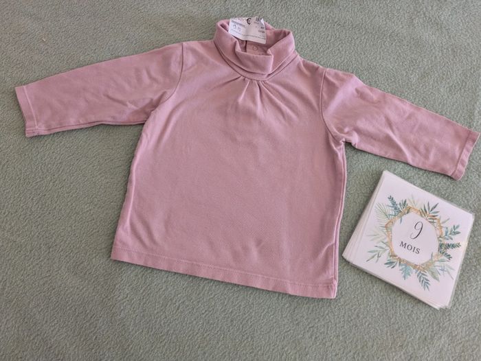 Col roulé rose 9 mois