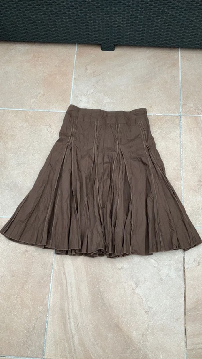Jupe brune plissée T40 (n°48)