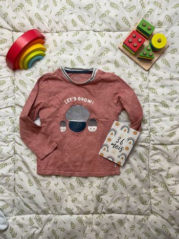 teeshirt manches longues rouge et blanc 36 mos obaibi