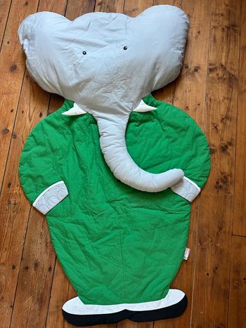 Rare Vintage Tapis d’éveil Babar l’éléphant 130x80cm officiel vert 1987 collection hochet