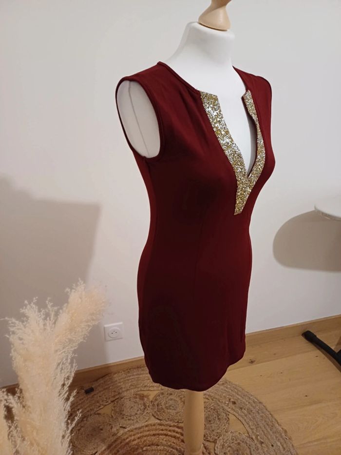 Robe chic Bordeaux avec strass L Mode taille S 36 - photo numéro 2