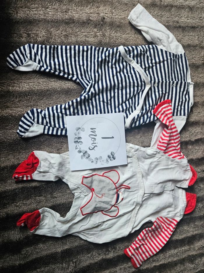 2 pyjamas 1 mois manches longues - photo numéro 2