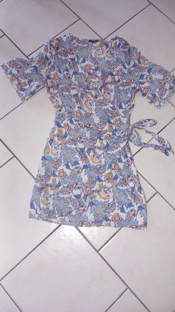 Robe courte portefeuille motifs cachemire 38 coton 