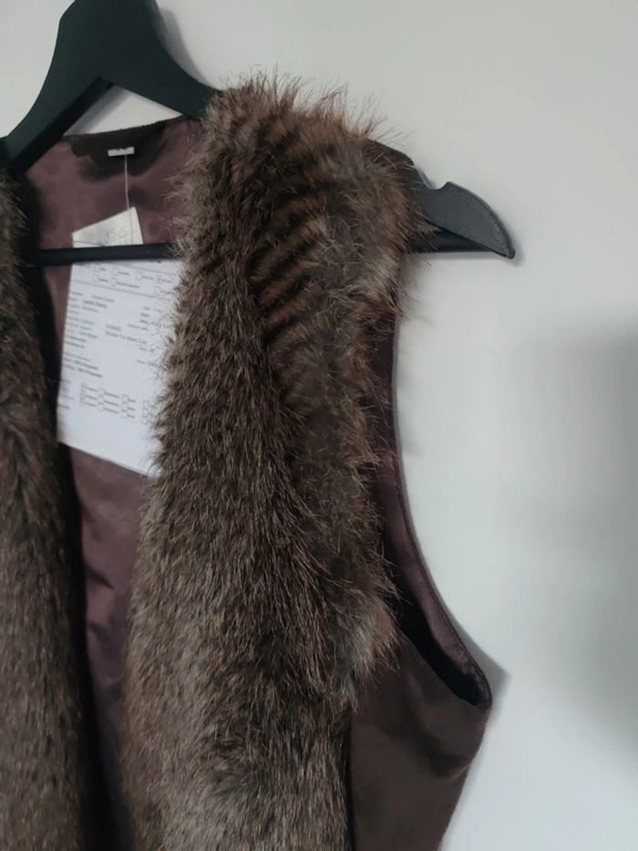 Gilet sans manche en fausse fourrure marron 38 - photo numéro 2