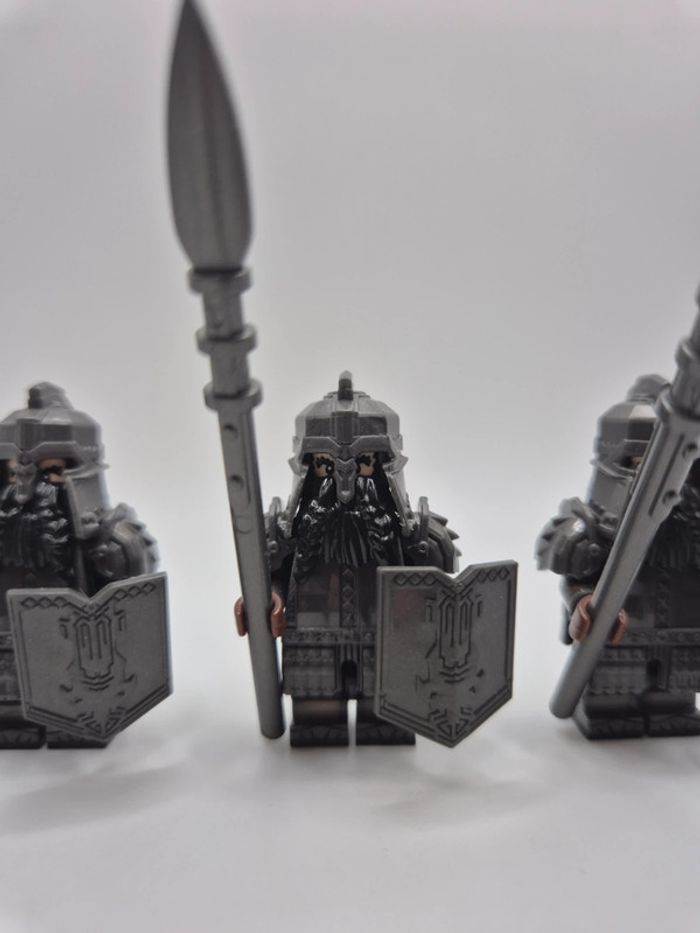 Figurines type lego 3 guerriers nains seigneur des anneaux / hobbit - photo numéro 2