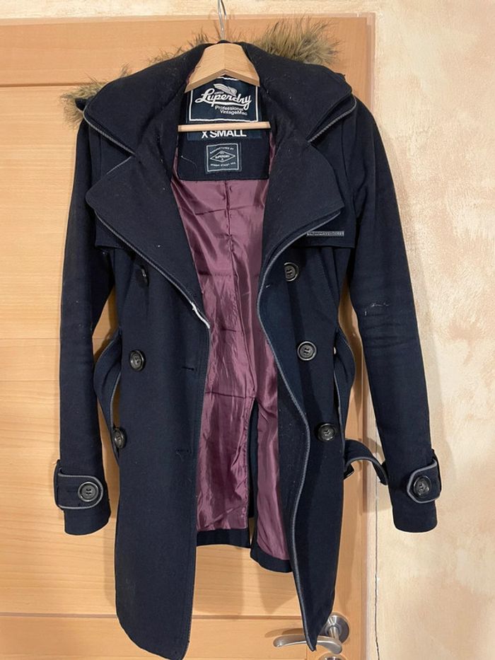 Manteau laine femme bleu Superdry