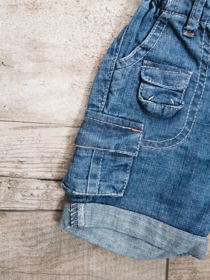 🌺Joli short jean cargo vintage 6mois bleu - photo numéro 4