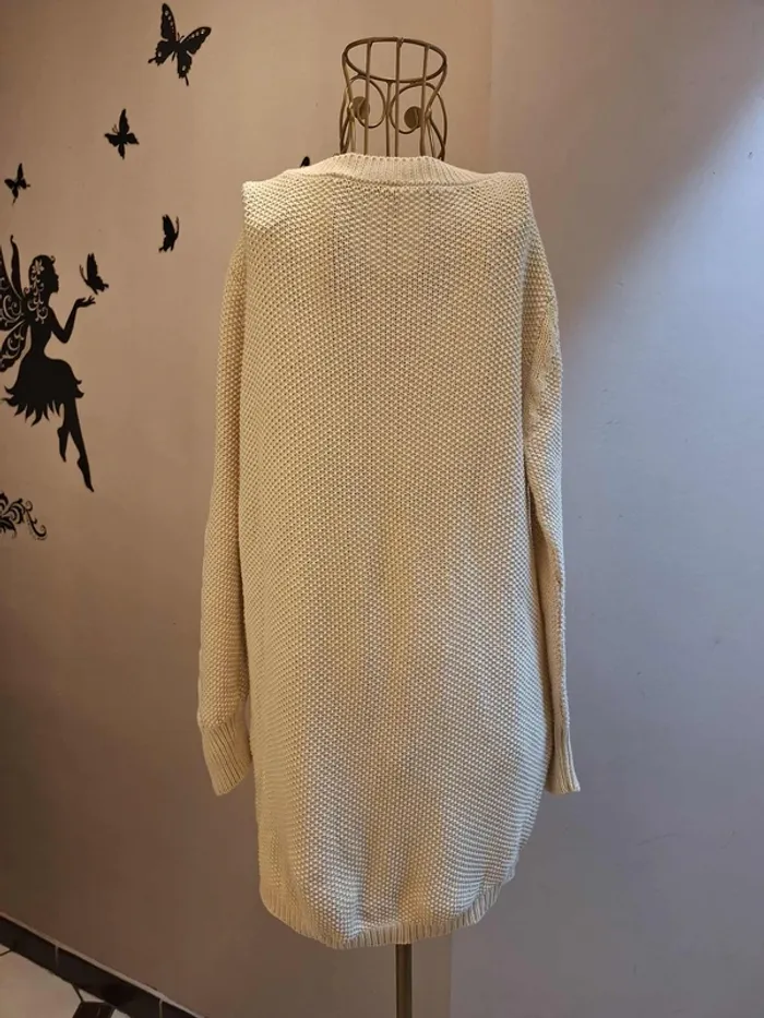 Pull long beige torsadé - photo numéro 3